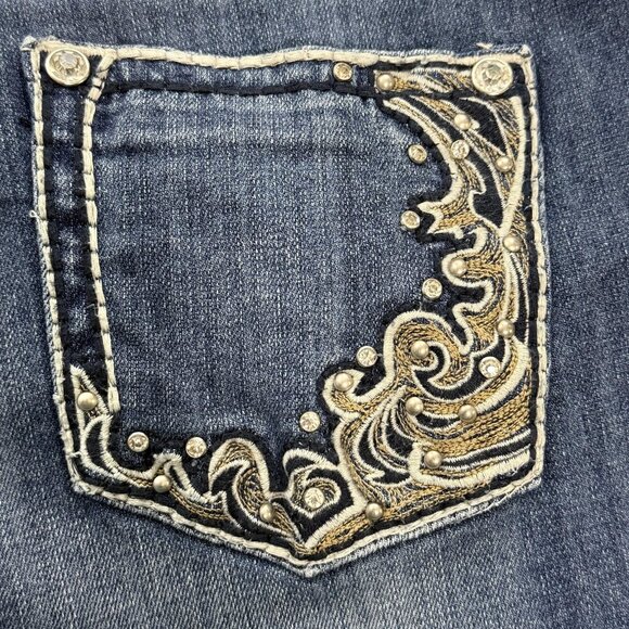 Reba Jeans Womens 8 Blue Bootcut Western Embroidered Rhinestone Stretch 30x30 - Picture 12 of 12